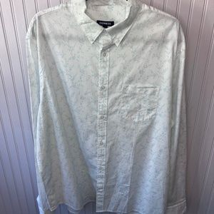 EXPRESS WHITE DRESS SHIRT WITH LIGHT GREEN FLORAL PRINT - SIXE XL